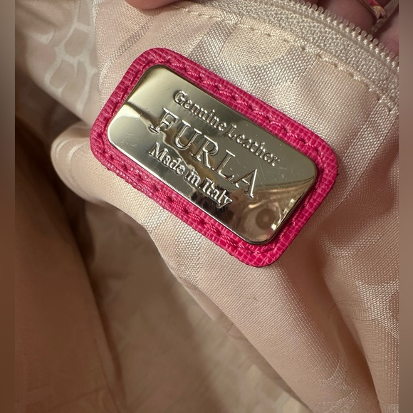 NWOT Furla Vibrant Pink Leather Tote Shoulder Bag - Picture 11 of 12